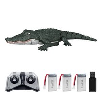 JJRC S13 트윈 스크류 2.4GHz 시뮬레이션 RC 악어 보트/운항 시간 20분, 3개, 진녹색