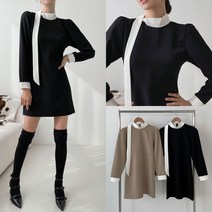 멋쭈 파티 리본타이 미니원피스 (2color)