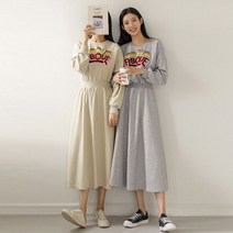 스타일온미 데일리 패치 포인트 포켓 플레어 롱 원피스