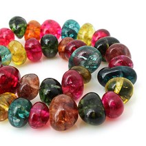 [5481-13]원석 못난이옥론델 11x12mm 멀티크랙수정 반줄(약26-28개)