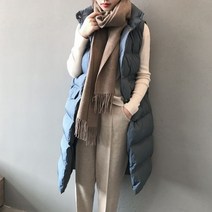 롱패딩조끼 경량 패딩 여성 단톤 오버핏 조끼 베스트 롱 반팔 고급 무스탕 누빔 빅사이즈 역시즌 아우터