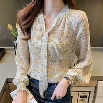 여성 루즈 핏 러블리 블라우스 샤랄라 플라워 셔츠 가을블라우스