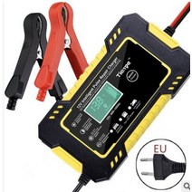 자동차 배더리 충전기 배터리 디지털 LCD 디스플레이 완전 자동 12V 전원 펄스 수리 습식 건식 납산, [13] Style2 Yellow EUPlug
