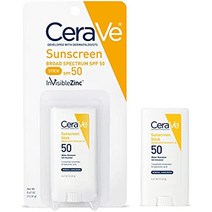 어린이와 성인을 위한 CeraVe 미네랄 선스크린 스틱 | 100% 미네랄 선스크린 징크옥사이드 & 이산화티탄 히알루론산 및 세라마이드 함유 /cerave, 0-301872208014