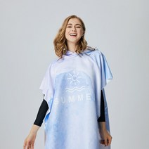 씨에이지몰 후드 서핑 판초 비치타월 비치가운, 블루썸머, 1개