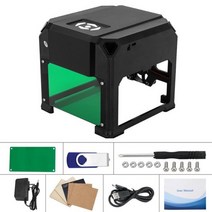 소형 레이저 조각기 각인기 3000mw cnc 미니 나무 작업 diy 로고 마크 프린터 커터 소프트웨어 포함, CHINA_Black | EU plug