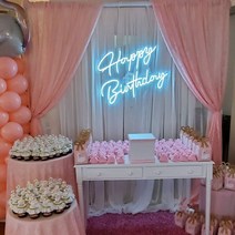 led 장식 라이트 스탠드 생일 축하합니다 사용자 정의 네온 사인 아크릴 네온 사인 생일 빛 편지 보드 파티 배경 벽 표지판, 빨간색, 저에게 연락