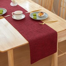 캐프마켓 린넨 감성 테이블러너 원형 사각 테이블보 식탁보, 02 레드, 6인용 30 x 210 cm