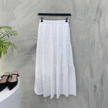 행복여[신상무배]미스 펀칭 셔링 캉캉 밴딩 레이스 스커트