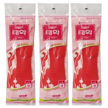 롯데 태화 고무장갑 L/대, 레드, 3개