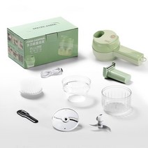 파채기계 파절이 4In 1 휴대용 전기 야채 절단기 세트 내구성 칠리 분쇄기 주방 도구 USB 충전 생강, 01 reseda