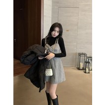 체크뷔스티에원피스 추러우야오 클래식 모직 숏 보카시 나비 결 겨울 가을 끈나시 작은 키 여성 3312127183
