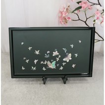 전통 자개 나비 쟁반 트레이 단체 답례품 기념품 디저트 트레이 쟁반장식, 블랙