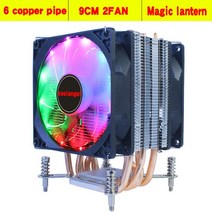 cpu x79 x99 쿨러 6 히트 파이프 4pin pwm 90mm 음소거 팬 컴퓨터 프로세서 냉각 lga x299 2099 2011 마더보드 라디에이터, 2팬, 3-3핀(LGA AMD)