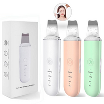진드기 청소기 초음파 스킨 스크러버 진동 페이스 주걱 블랙 헤드 리무버 삽 클린 필링, 상자가 있는 흰색
