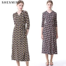 쉬즈미스 기하학 프린트 포인트 랩 원피스