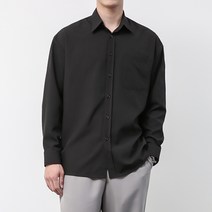 오버나인 남자 리얼무지 포켓 구김제로 긴팔 셔츠