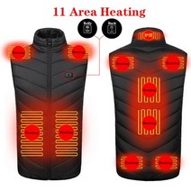발열조끼 자켓 미니핫팩 발열팩 보조배터리 열선조끼 방한복 온열조끼 발열내의 USB, Asian size XXL, Black 11 Pcs Heated