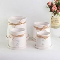 [인아트스튜디오] 작가화분 리본 굴곡 화분 (4종/택1) - 원형 다육 예쁜 도자기 분재 리톱스 관엽 사무실 예쁜 모던 학교 카페 식당 화이트, 4-대형(리본 굴곡)