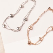 러블리 통통 하트 체인 두줄 써지컬스틸 팔찌