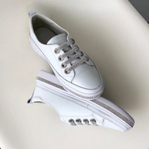 큐빅 레이스업 소가죽 스니커즈 운동화 2.5cm