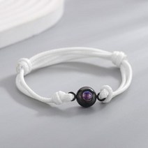 맞춤형 사진 프로젝션 팔찌 핸드메이드 브레이드 로프 팔찌 bull 맞춤형 기념 사진 주얼리 bull 트렌디한 가장 친한 친구 선물 AliExpress, White+Black+adjustable