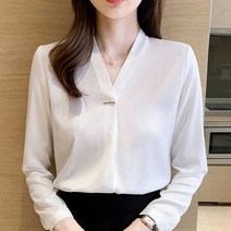 나미나라 여성복 정장 카라블라우스 없는블라우스 하객룩 브이넥블라우스 1WA36BF3