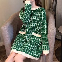 와일드펫 WPD1923 케이니 체크 H라인 미디 원피스 간절기 봄 가을 겨울 베이직 결혼식 하객 정장 드레스
