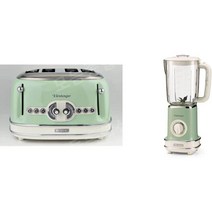 4구토스터 오븐토스터기 Ariete Vintage 156 4구 슬라이스 토스터 6단계 토스트 1600W 독일배송, 하나의, 녹색.