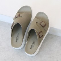 포브 여성 발편한 이중쿠션 버클 통굽 슬리퍼 뮤직스