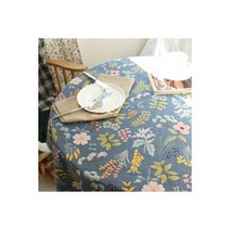 면린넨 빅 플라워 식탁보 테이블보 덮개 네이비.레브라이프, 6인용