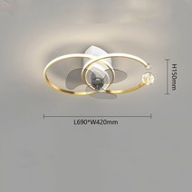 천장실링팬 거실실링팬 설치 실링팬조명 북유럽 장식 LED 조명 침실 선풍기 램프 식당 리모컨 DC 모터, 4.금  65w220V