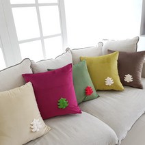 [쥬앤크홈] 벨벳트리쿠션 (크리스마스 쿠션), 핑크(쿠션솜포함)