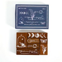 휴비나인 스탬프도장 7 Pcs 나무 우표 세트 꽃 문 나비 Diy 공예 카드 및 scrapbooking에 대 한 장식 고무, C