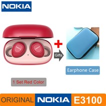 노키아 E3100 TWS 헤드폰 Fone Auriculares 무선 블루투스 이어폰 HD 전화 400mAh 안드로이드 IOS 레드 오렌지 핑크 헤드셋, 규격 없음, E3100 Red and Case