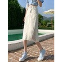 롱청치마 여성 여름 빅사이즈 스커트 밴딩 스판 멜빵 앞트임 청치마바지 코디 하이 웨이스트 한국어 데님 긴 미디 플러스 a 라인 빈티지 플러스 streetwear office