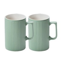 홈카페 도자기 머그컵 데일리 머그잔 450ml, 2개, 그린