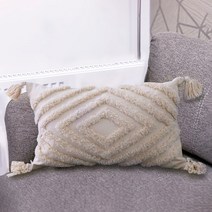 베이지 Tassels 쿠션 커버 수제 짠 베개 Boho Pillowcase Tassels 소파 거실, C 45x30cm