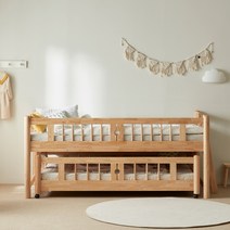 (주)가구타운 원목 슬라이딩 분리형 2단 이단침대 우드깔판 포함, A타입 내추럴(싱글+주니어), 매트없이 우드깔판