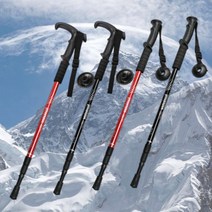 초경량 등산스틱 장비 용품 트래킹 스틱 3단조절 하이킹 백팩킹 사계절 일자형/T자형, 3단일자형(레드)1개