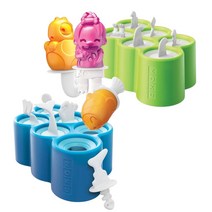 조쿠 ZOKU 다이노팝 피쉬팝 공룡 물고기 캐릭터 실리콘 아이스몰드 6구 아이스 트레이 얼음틀 릴팡 조쿠팡, 다이노팝 실리콘 6구, 혼합색상