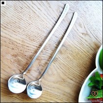 고급진스타일 은색컬러 얇은디자인 곡선형디자인 실버롱스푼 아이스롱스푼