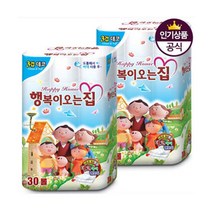 정품 행복 3겹 롤 프리미엄 화장지 휴지 30롤 2팩, 1