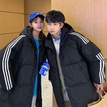 커플롱패딩 연예인롱패딩 도톰 남녀 후드 루즈핏 보온