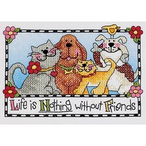 디멘션즈 DIMENSIONS Cat and Dog Friend 스탬프 십자수 키트 17.8 x 12.7씨엠 CM(7 5인치)