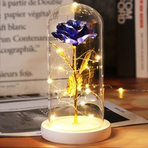 화병 도자기 유리 돌 6색 아름다움과 야수는 유리 돔에 발렌타인 선물 LED 로즈 램프 크리스마스, 20 white base blue
