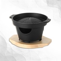 굿소일 리빙아트 가정용 무쇠 주물 미니 그릴 팬 화로 17cm (8426016), 열 전도율 보존율 뛰어난 주철 화로