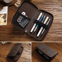 가죽펜파우치 빈티지 가죽 필통 펜 파우치 4color, 블루