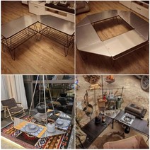 캠핑테이블 삼각테이블 화로 스텐멀티테이블T230A BBQ체어 철제쉘프 쿨러스탠드 우드상판