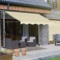 차양막 매장 주택 고정 천 처마 캐노피 방수, 2m x 1.2m+화이트 브래킷+아이보리